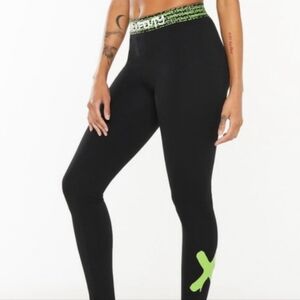 Savage X Fenty Black and Neon Green Leggings